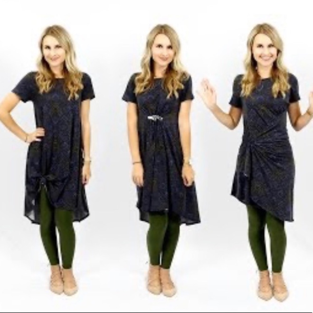 Black Textured LuLaroe Carly Swing Dress xxs